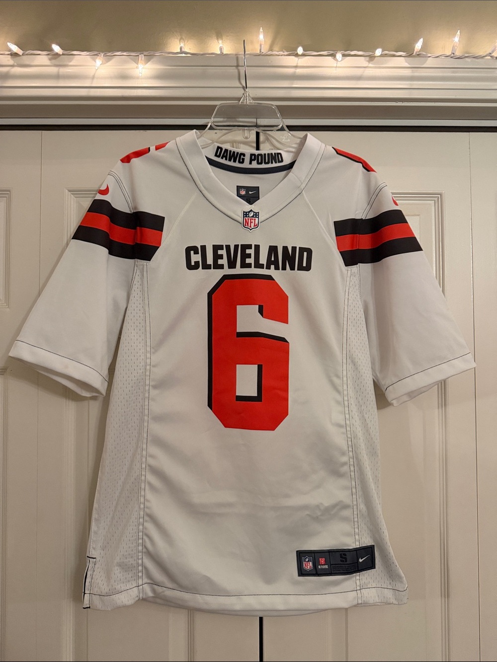 Nike White Cleveland Baker Mayfield #6 Football Jersey